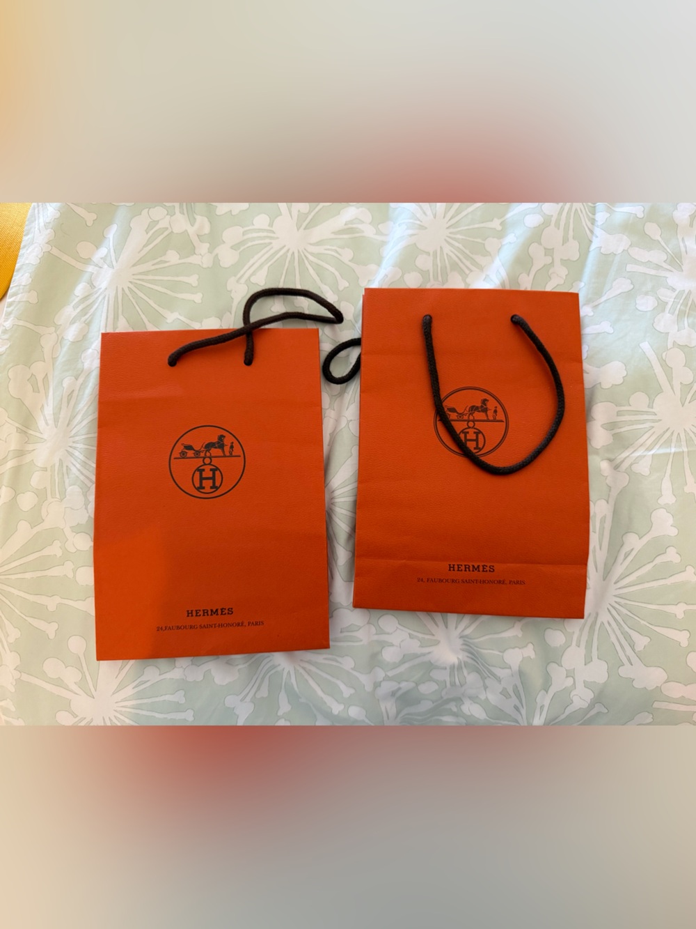 Hermes Orange Small Shopping/Gift Bags with Handles 8.5” x 6”